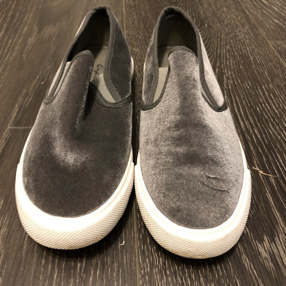 Grey Velvet Qupid Flat Sneaker